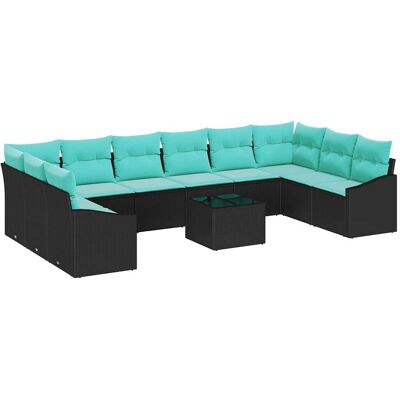 vidaXL Zestaw Sof z poduszką 11 pcs Czarny polirattan vidaXL Zestaw Sof z poduszką 11 pcs Czarny polirattan