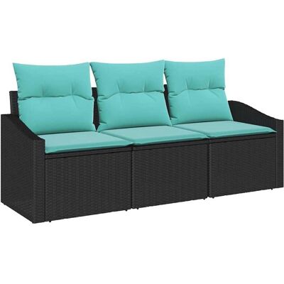 vidaXL Zestaw Sof z poduszką 3 pcs Czarny polirattan vidaXL Zestaw Sof z poduszką 3 pcs Czarny polirattan