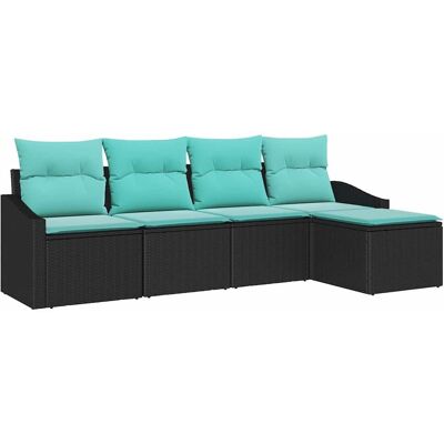 vidaXL Zestaw Sof z poduszką 5 pcs Czarny polirattan vidaXL Zestaw Sof z poduszką 5 pcs Czarny polirattan