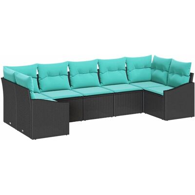 vidaXL Zestaw Sof z poduszką 7 pcs Czarny polirattan vidaXL Zestaw Sof z poduszką 7 pcs Czarny polirattan