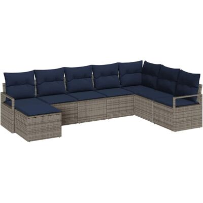 vidaXL Zestaw Sof z poduszką 8 pcs Szary polirattan vidaXL Zestaw Sof z poduszką 8 pcs Szary polirattan