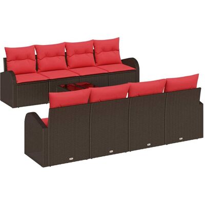 vidaXL Zestaw Sof z poduszką 9 pcs Beż i Czerwony polirattan vidaXL Zestaw Sof z poduszką 9 pcs Beż i Czerwony polirattan