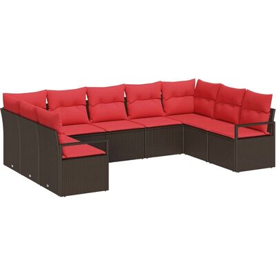 vidaXL Zestaw Sof z poduszką 9 pcs Brązowy polirattan vidaXL Zestaw Sof z poduszką 9 pcs Brązowy polirattan