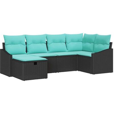 vidaXL Zestaw Sof z poduszką z przechowywaniem 6 pcs Czarny polirattan vidaXL Zestaw Sof z poduszką z przechowywaniem 6 pcs Czarny polirattan