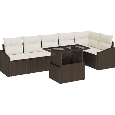 vidaXL Zestaw Sofy Ogrodowej 7 Elementów Brązowy Rattan vidaXL Zestaw Sofy Ogrodowej 7 Elementów Brązowy Rattan