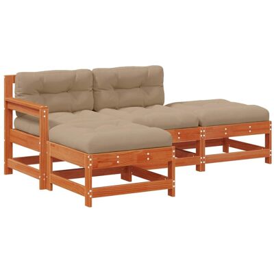 vidaXL Zestaw wypoczynkowy w ogrodzie 4 pcs Woskowany brąz vidaXL Zestaw wypoczynkowy w ogrodzie 4 pcs Woskowany brąz