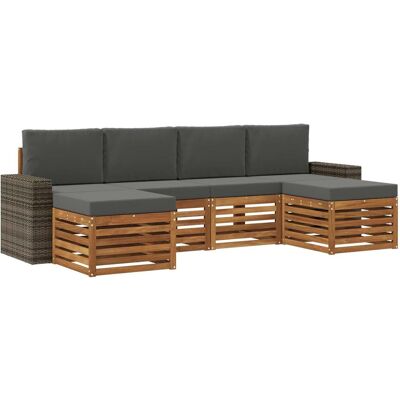vidaXL Zestawy sof 6 pcs Naturalny i Antracytowy Lite Drewno Akacji vidaXL Zestawy sof 6 pcs Naturalny i Antracytowy Lite Drewno Akacji