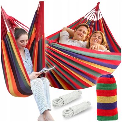 Zolta Wytrzymały hamak dwusosobowy duży xxl boho huśtawka 2w1 bawełniany 290 cm Zolta Wytrzymały hamak dwusosobowy duży xxl boho huśtawka 2w1 bawełniany 290 cm