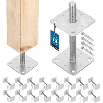IKRA ZESTAW 16X PODSTAWA SŁUPA 110x110x250 MM REGULACJA WYSOKOŚCI PRĘT GWINT M24 IKRA ZESTAW 16X PODSTAWA SŁUPA 110x110x250 MM REGULACJA WYSOKOŚCI PRĘT GWINT M24
