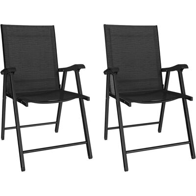 Zestaw 2 Składanych Krzeseł Ogrodowych Outsunny Z Wysokim Oparciem I Podłokietnikami Do Ogrodu, Na Balkon I Taras, Stal, Kolor Texteline Black, 58 X.. Zestaw 2 Składanych Krzeseł Ogrodowych Outsunny Z Wysokim Oparciem I Podłokietnikami Do Ogrodu, Na Balkon I Taras, Stal, Kolor Texteline Black, 58 X..