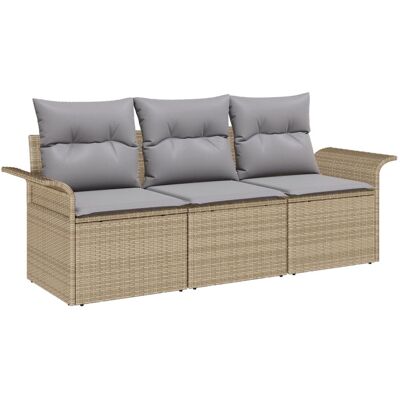 vidaXL Zestaw 3-częściowy sofa ogrodowa z poduszkami Beżo vidaXL Zestaw 3-częściowy sofa ogrodowa z poduszkami Beżo