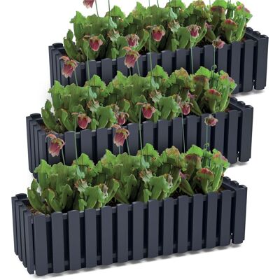 PROSPERPLAST Zestaw 3X Skrzynka Balkonowa Donica Ogrodowa Na Taras Balkon Boardee Fence 58 Cm PROSPERPLAST Zestaw 3X Skrzynka Balkonowa Donica Ogrodowa Na Taras Balkon Boardee Fence 58 Cm