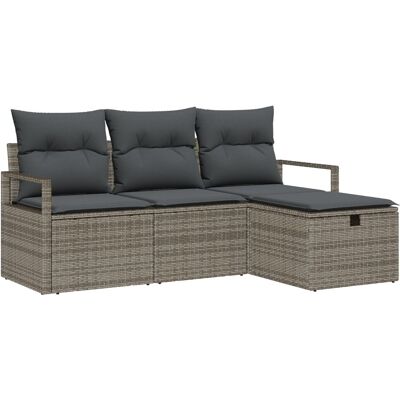Zestaw 4-częściowy sof ogrodowych vidaXL z poduszkami Szary Rattan Poliester, Podwójna sofa ogrodowa vidaXL z miejscem na przechowywanie i poduszkam.. Zestaw 4-częściowy sof ogrodowych vidaXL z poduszkami Szary Rattan Poliester, Podwójna sofa ogrodowa vidaXL z miejscem na przechowywanie i poduszkam..