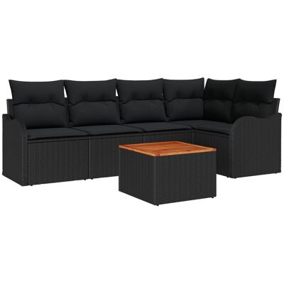 Zestaw 6-częściowy sof ogrodowych vidaXL z poduszkami czarny polirattan akacja, 2-osobowa sofa ogrodowa vidaXL z miejscem na przechowanie i poduszka.. Zestaw 6-częściowy sof ogrodowych vidaXL z poduszkami czarny polirattan akacja, 2-osobowa sofa ogrodowa vidaXL z miejscem na przechowanie i poduszka..