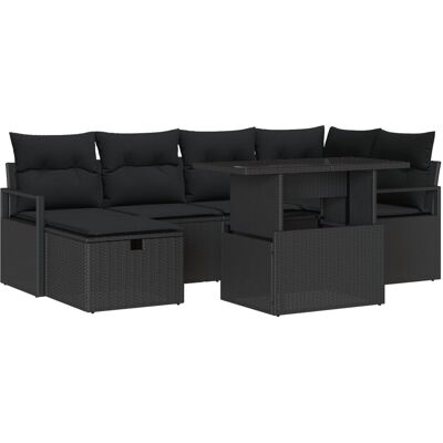 Zestaw 7-częściowy sof ogrodowych vidaXL z poduszkami czarny poli rattan, Sofa dla 2 osób vidaXL z przechowalnią i poduszkami czarny poli rattan Zestaw 7-częściowy sof ogrodowych vidaXL z poduszkami czarny poli rattan, Sofa dla 2 osób vidaXL z przechowalnią i poduszkami czarny poli rattan