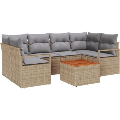 vidaXL Zestaw 7-częściowy sof ogrodowych z poduszkami Beżowy Rattan Polipropylenowy Akacja, Dwuosobowa sofa ogrodowa z poduszkami Beżowy Rattan Polipropyle.. vidaXL Zestaw 7-częściowy sof ogrodowych z poduszkami Beżowy Rattan Polipropylenowy Akacja, Dwuosobowa sofa ogrodowa z poduszkami Beżowy Rattan Polipropyle..