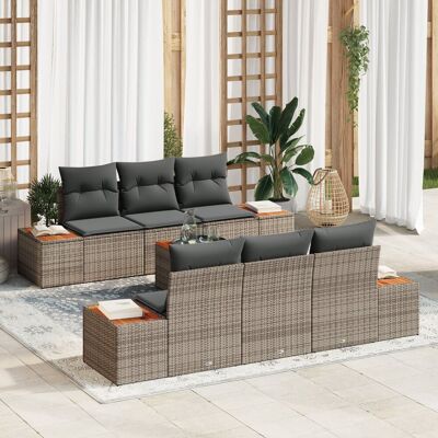 vidaXL Zestaw 7-częściowy sofa ogrodowa z poduszkami szar vidaXL Zestaw 7-częściowy sofa ogrodowa z poduszkami szar