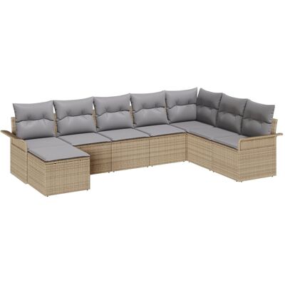 vidaXL Zestaw 8-częściowy sof ogrodowych z poduszkami Beżowy Rattan Polirattan vidaXL Zestaw 8-częściowy sof ogrodowych z poduszkami Beżowy Rattan Polirattan