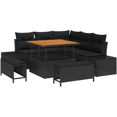 Zestaw 8-częściowy sofa ogrodowa vidaXL z poduszkami czarny polirattan akacja, Sofa ogrodowa 2-osobowa vidaXL z pojemnikiem i poduszkami czarny poli.. Zestaw 8-częściowy sofa ogrodowa vidaXL z poduszkami czarny polirattan akacja, Sofa ogrodowa 2-osobowa vidaXL z pojemnikiem i poduszkami czarny poli..
