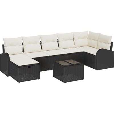 vidaXL Zestaw 8-częściowy sofa ogrodowa z poduszkami czarny polirattan vidaXL Zestaw 8-częściowy sofa ogrodowa z poduszkami czarny polirattan