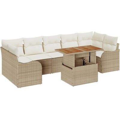vidaXL Zestaw 8 Częściowych Sof Ogrodowych z Poduszkami Beżowy Rattan PE, Sofa Ogrodowa na Dwa Siedzenia z Magazynem i Poduszkami Beżowy Rattan PE vidaXL Zestaw 8 Częściowych Sof Ogrodowych z Poduszkami Beżowy Rattan PE, Sofa Ogrodowa na Dwa Siedzenia z Magazynem i Poduszkami Beżowy Rattan PE