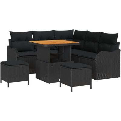 vidaXL Zestaw 8 elementowy sof ogrodowych z poduszkami, czarny, polirattan, akacja, Sofa ogrodowa dla 2 osób z miejscem do przechowywania i poduszkami, cza.. vidaXL Zestaw 8 elementowy sof ogrodowych z poduszkami, czarny, polirattan, akacja, Sofa ogrodowa dla 2 osób z miejscem do przechowywania i poduszkami, cza..