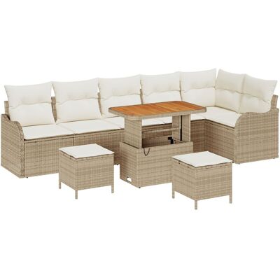 vidaXL Zestaw 9 Elementowy Sof Ogrodowych z Poduszkami Beżowy Rattan Akacja, Dwumiejscowa Sofa Ogrodowa z Przechowalnią i Poduszkami Beżowy Rattan, Zestaw .. vidaXL Zestaw 9 Elementowy Sof Ogrodowych z Poduszkami Beżowy Rattan Akacja, Dwumiejscowa Sofa Ogrodowa z Przechowalnią i Poduszkami Beżowy Rattan, Zestaw ..