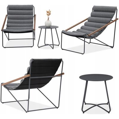 Focus Garden Zestaw Balkonowy Meble Ogrodowe na Balkon Taras ART Grey 2+1 Komplet 2 os Focus Garden Zestaw Balkonowy Meble Ogrodowe na Balkon Taras ART Grey 2+1 Komplet 2 os