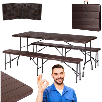 MultiGarden Zestaw Cateringowy Stół 2 Ławki 180 Cm Składany Zestaw Ogrodowy Bankietowy MultiGarden Zestaw Cateringowy Stół 2 Ławki 180 Cm Składany Zestaw Ogrodowy Bankietowy