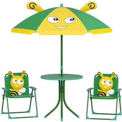 Zestaw dziecięcy AIYAPLAY z parasolem, regulowana wysokość, stolik dziecięcy z 2 składanymi krzesłami, meble ogrodowe do ogrodu i na plażę, ciemnozi.. Zestaw dziecięcy AIYAPLAY z parasolem, regulowana wysokość, stolik dziecięcy z 2 składanymi krzesłami, meble ogrodowe do ogrodu i na plażę, ciemnozi..