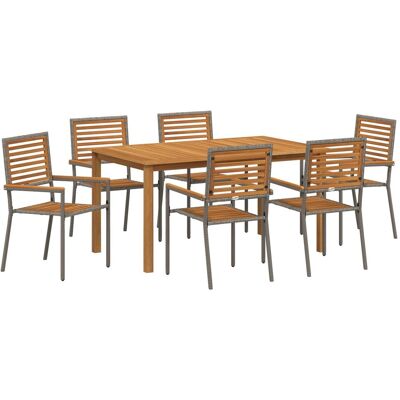 vidaXL Zestaw jadalniany 7-częściowy Szary Poly Rattan Ak vidaXL Zestaw jadalniany 7-częściowy Szary Poly Rattan Ak