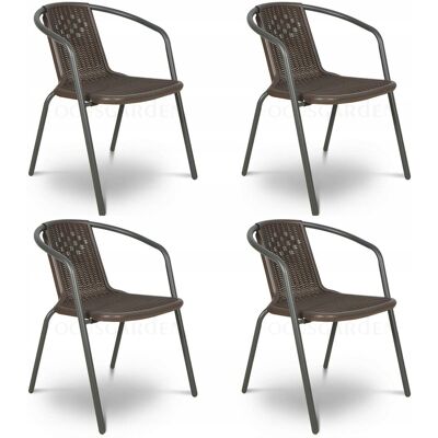 Focus Garden Zestaw KRZESEŁ Krzesło Ogrodowe SIMPLE Brązowy na Taras metal Komplet 4 szt Focus Garden Zestaw KRZESEŁ Krzesło Ogrodowe SIMPLE Brązowy na Taras metal Komplet 4 szt