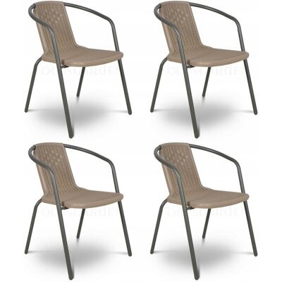 Focus Garden Zestaw KRZESEŁ Krzesło Ogrodowe SIMPLE Cappucino na Taras metal Komplet x4 Focus Garden Zestaw KRZESEŁ Krzesło Ogrodowe SIMPLE Cappucino na Taras metal Komplet x4