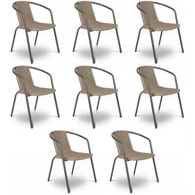 Focus Garden Zestaw KRZESEŁ Krzesło Ogrodowe SIMPLE Cappucino na Taras metal Komplet x8 Focus Garden Zestaw KRZESEŁ Krzesło Ogrodowe SIMPLE Cappucino na Taras metal Komplet x8