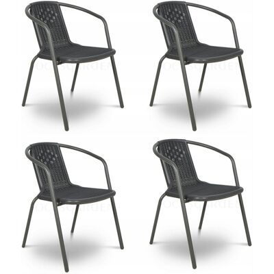 Focus Garden Zestaw KRZESEŁ Krzesło Ogrodowe SIMPLE Grafit na Taras metal Komplet 4 szt Focus Garden Zestaw KRZESEŁ Krzesło Ogrodowe SIMPLE Grafit na Taras metal Komplet 4 szt
