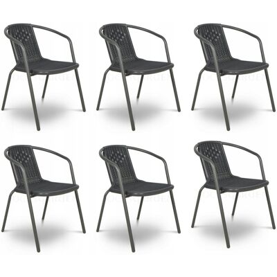 Focus Garden Zestaw KRZESEŁ Krzesło Ogrodowe SIMPLE Grafit na Taras metal Komplet 6 szt Focus Garden Zestaw KRZESEŁ Krzesło Ogrodowe SIMPLE Grafit na Taras metal Komplet 6 szt