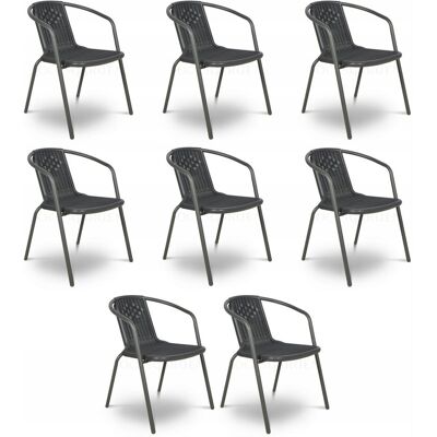 Focus Garden Zestaw KRZESEŁ Krzesło Ogrodowe SIMPLE Grafit na Taras metal Komplet 8 szt Focus Garden Zestaw KRZESEŁ Krzesło Ogrodowe SIMPLE Grafit na Taras metal Komplet 8 szt