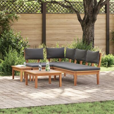 vidaXL Zestaw Ławka Ogrodowa 4 pcs Brązowy i ciemnoszary vidaXL Zestaw Ławka Ogrodowa 4 pcs Brązowy i ciemnoszary