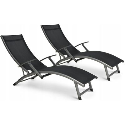 Focus Garden Zestaw Leżaków Leżak Ogrodowy Plażowy Składany RELAX na Basen Czarny 2 szt Focus Garden Zestaw Leżaków Leżak Ogrodowy Plażowy Składany RELAX na Basen Czarny 2 szt