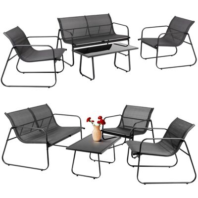 JUMI Zestaw meble OGRODOWE na taras do ogrodu KOMPLET stół 2 x fotel sofa antracyt JUMI Zestaw meble OGRODOWE na taras do ogrodu KOMPLET stół 2 x fotel sofa antracyt