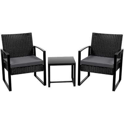 Inny producent Zestaw Mebli Ogrodowych Do Ogrodu Na Balkon Taras Rattan Stolik Czarny 3 El Inny producent Zestaw Mebli Ogrodowych Do Ogrodu Na Balkon Taras Rattan Stolik Czarny 3 El