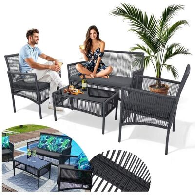 Domarex Zestaw Mebli Ogrodowych Komplet Sofa Stolik Fotele Meble Żyłkowe Na Ogród Domarex Zestaw Mebli Ogrodowych Komplet Sofa Stolik Fotele Meble Żyłkowe Na Ogród