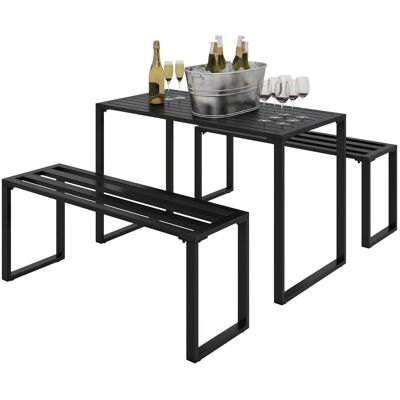 Zestaw Mebli Ogrodowych Outsunny, 3-Częściowy Zestaw Wypoczynkowy, Zestaw Mebli Ogrodowych: 1 X Stół, 2 X Ławki, Metal, Czarny, 110 X 55 X 70 Cm Zestaw Mebli Ogrodowych Outsunny, 3-Częściowy Zestaw Wypoczynkowy, Zestaw Mebli Ogrodowych: 1 X Stół, 2 X Ławki, Metal, Czarny, 110 X 55 X 70 Cm
