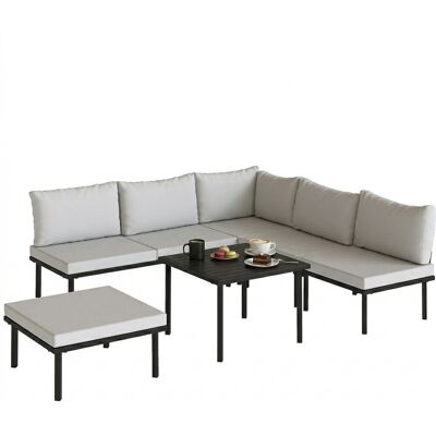 Zestaw Mebli Ogrodowych Outsunny Lounge Dla 5-6 Osób, Zestaw Wypoczynkowy Z Dwuosobową Sofą Ogrodową, Krzesłem Narożnym, Stołem Z Listewkami, Podnóż.. Zestaw Mebli Ogrodowych Outsunny Lounge Dla 5-6 Osób, Zestaw Wypoczynkowy Z Dwuosobową Sofą Ogrodową, Krzesłem Narożnym, Stołem Z Listewkami, Podnóż..