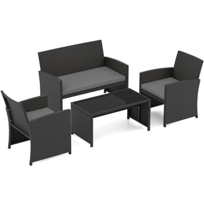 COSTWAY Zestaw mebli ogrodowych - sofa, fotele i stolik kawowy COSTWAY Zestaw mebli ogrodowych - sofa, fotele i stolik kawowy