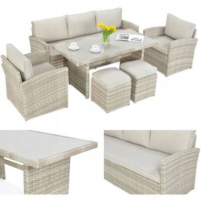 Focus Garden Zestaw Mebli Ogrodowych Wypoczynkowych Technorattan BORNEO Sofa Stół beż Focus Garden Zestaw Mebli Ogrodowych Wypoczynkowych Technorattan BORNEO Sofa Stół beż