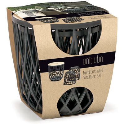 PROSPERPLAST Zestaw mebli UNIQUBO SET3 - antracytowy PROSPERPLAST Zestaw mebli UNIQUBO SET3 - antracytowy