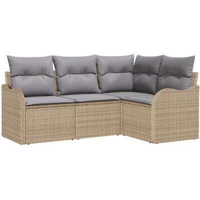 vidaXL Zestaw ogrodowy 4-częściowy z poduszkami Beżowy Poli Rattan, Sofa 2-osobowa ogrodowa z przechowalnią i poduszkami Beżowy Poli Rattan vidaXL Zestaw ogrodowy 4-częściowy z poduszkami Beżowy Poli Rattan, Sofa 2-osobowa ogrodowa z przechowalnią i poduszkami Beżowy Poli Rattan
