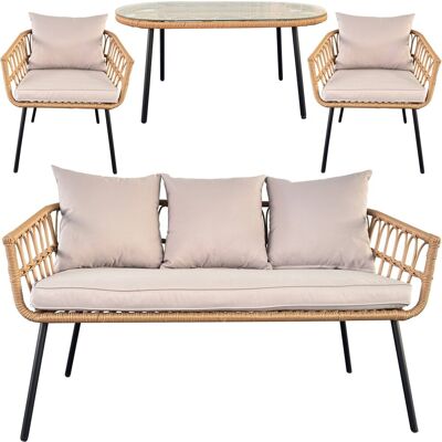 Inny producent Zestaw Ogrodowy Do Ogrodu Stolik Kawowy Sofa 2X Fotel Plait Szary ZENJOY Inny producent Zestaw Ogrodowy Do Ogrodu Stolik Kawowy Sofa 2X Fotel Plait Szary ZENJOY
