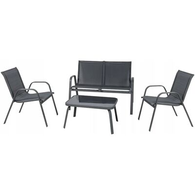 Mirpol Zestaw ogrodowy RIVET KD sofa+2 fotele + stolik kawowy antracytowy Mirpol Zestaw ogrodowy RIVET KD sofa+2 fotele + stolik kawowy antracytowy
